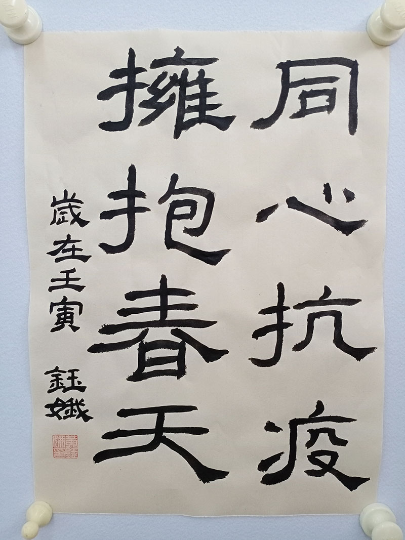 遼東學院師范學院黃鈺娥作品：《同心抗疫 擁抱春天》