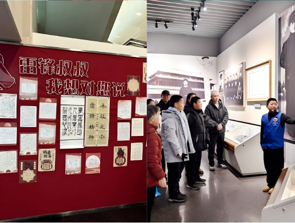 参观者们认真聆听小讲解员的生动讲述。